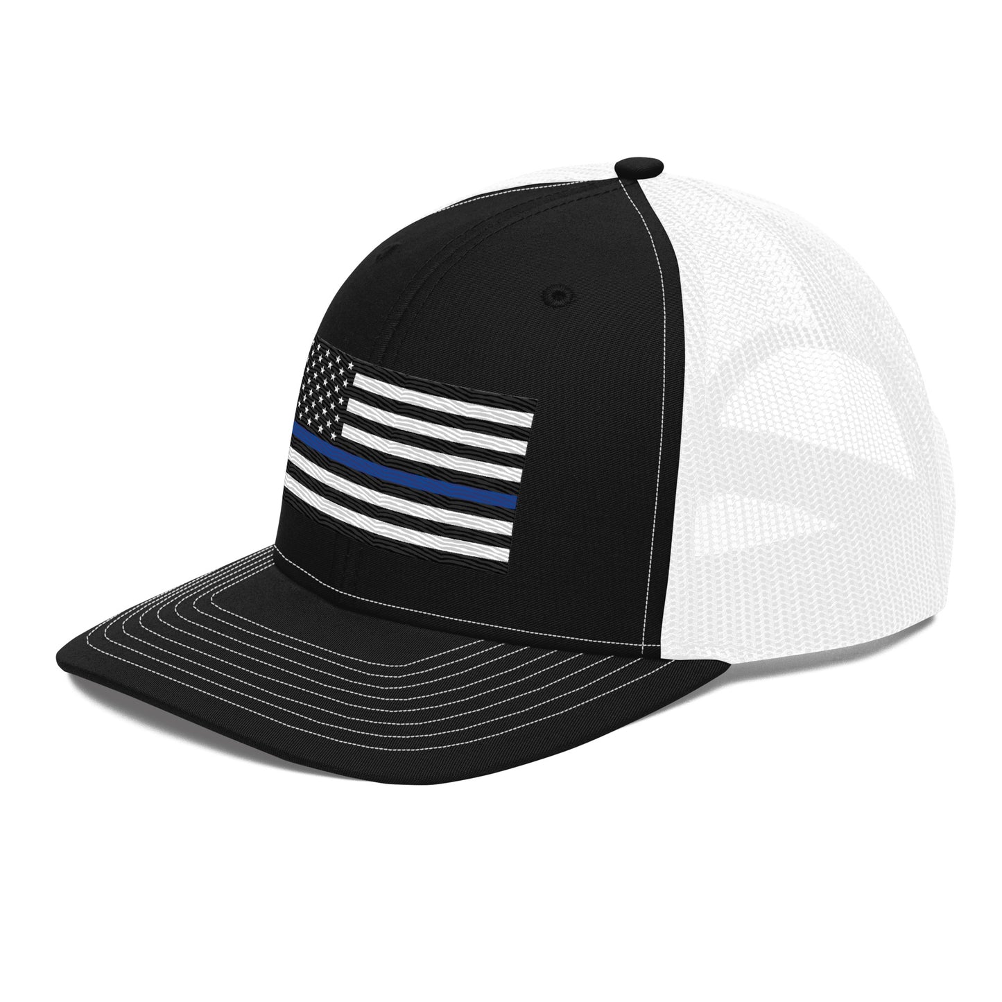 Embroidered Thin Blue Line Flag | Snapback Trucker Cap | Richardson 112 Richardson 112 Gun Beaver   