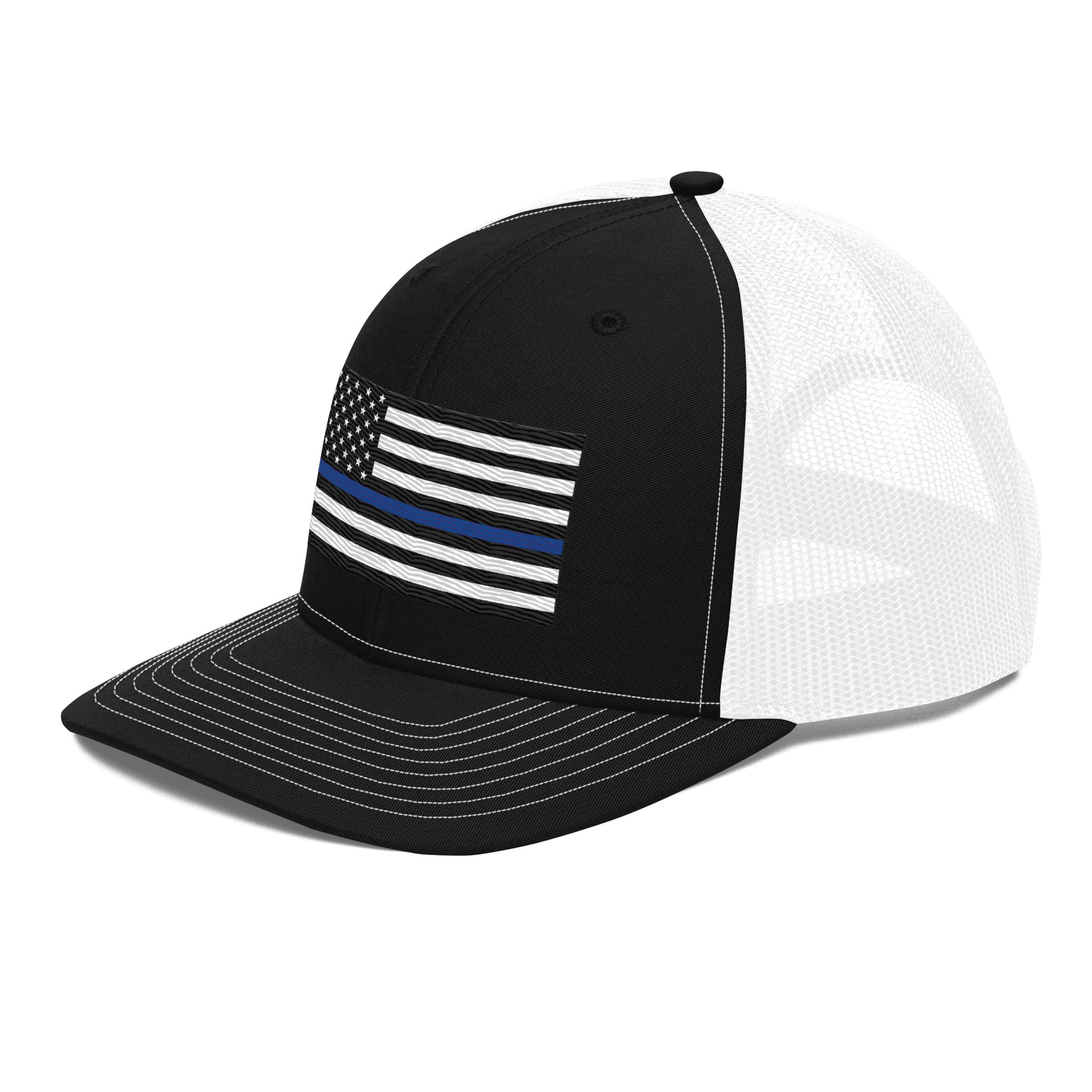 Embroidered Thin Blue Line Flag | Snapback Trucker Cap | Richardson 112 Richardson 112 Gun Beaver   