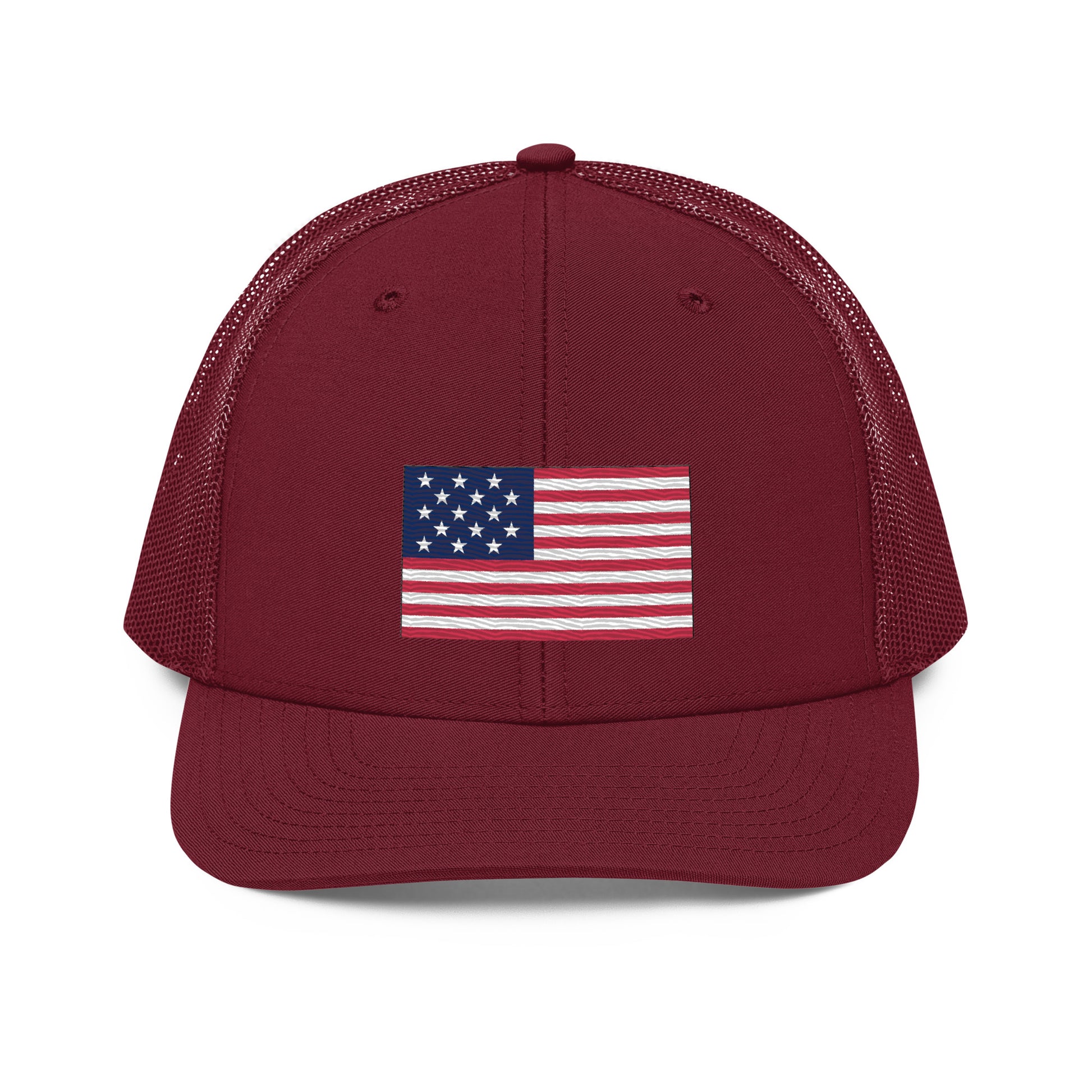 Embroidered 1812 Flag ("The Star-Spangled Banner") | Snapback Trucker Cap | Richardson 112 Richardson 112 Gun Beaver Cardinal  