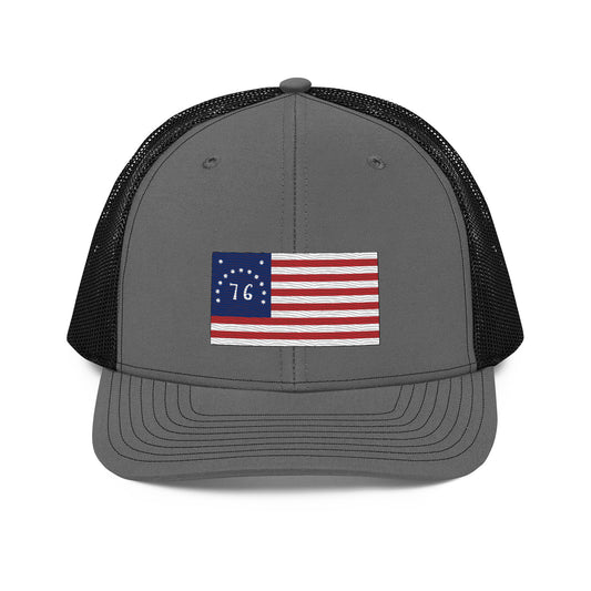 Embroidered Bennington Flag | Snapback Trucker Cap | Richardson 112 Richardson 112 Gun Beaver Charcoal/Black  