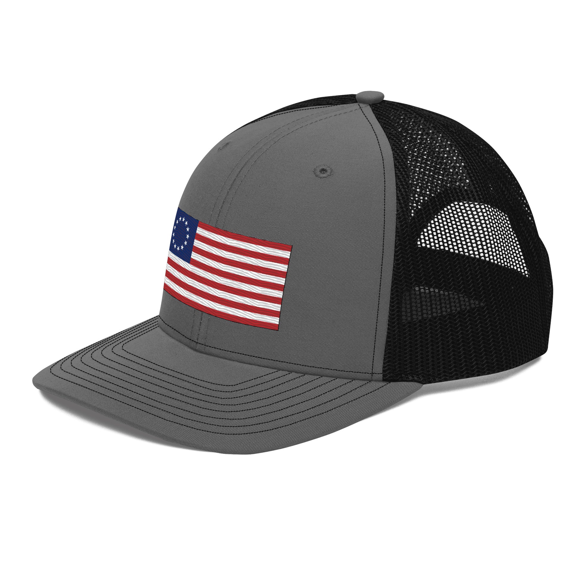 Embroidered Betsy Ross Flag | Snapback Trucker Cap | Richardson 112 Richardson 112 Gun Beaver   