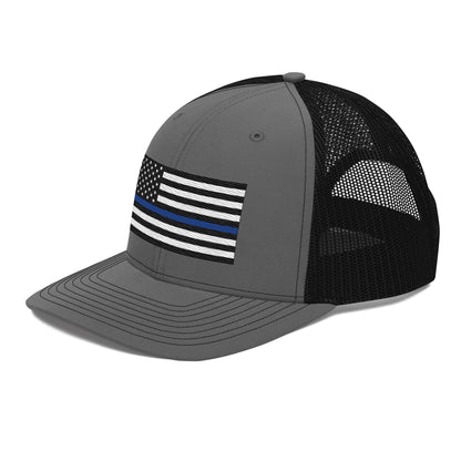 Embroidered Thin Blue Line Flag | Snapback Trucker Cap | Richardson 112 Richardson 112 Gun Beaver   