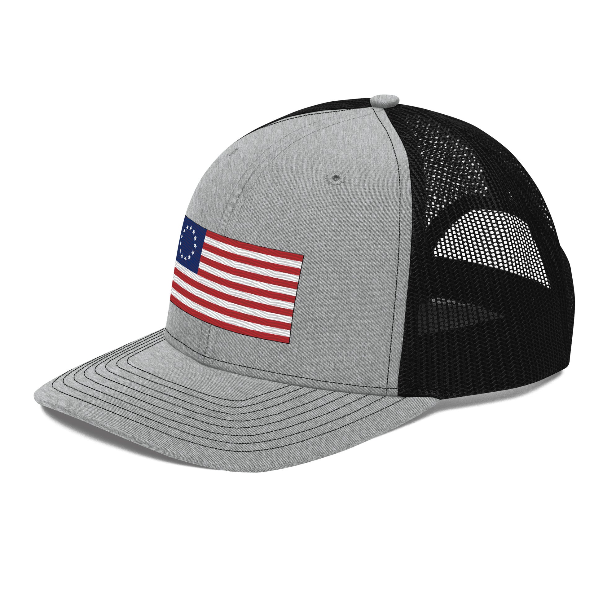 Embroidered Betsy Ross Flag | Snapback Trucker Cap | Richardson 112 Richardson 112 Gun Beaver   