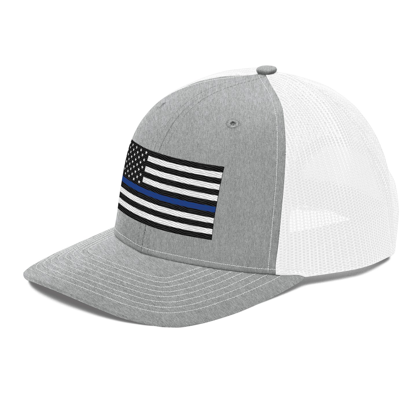 Embroidered Thin Blue Line Flag | Snapback Trucker Cap | Richardson 112 Richardson 112 Gun Beaver   