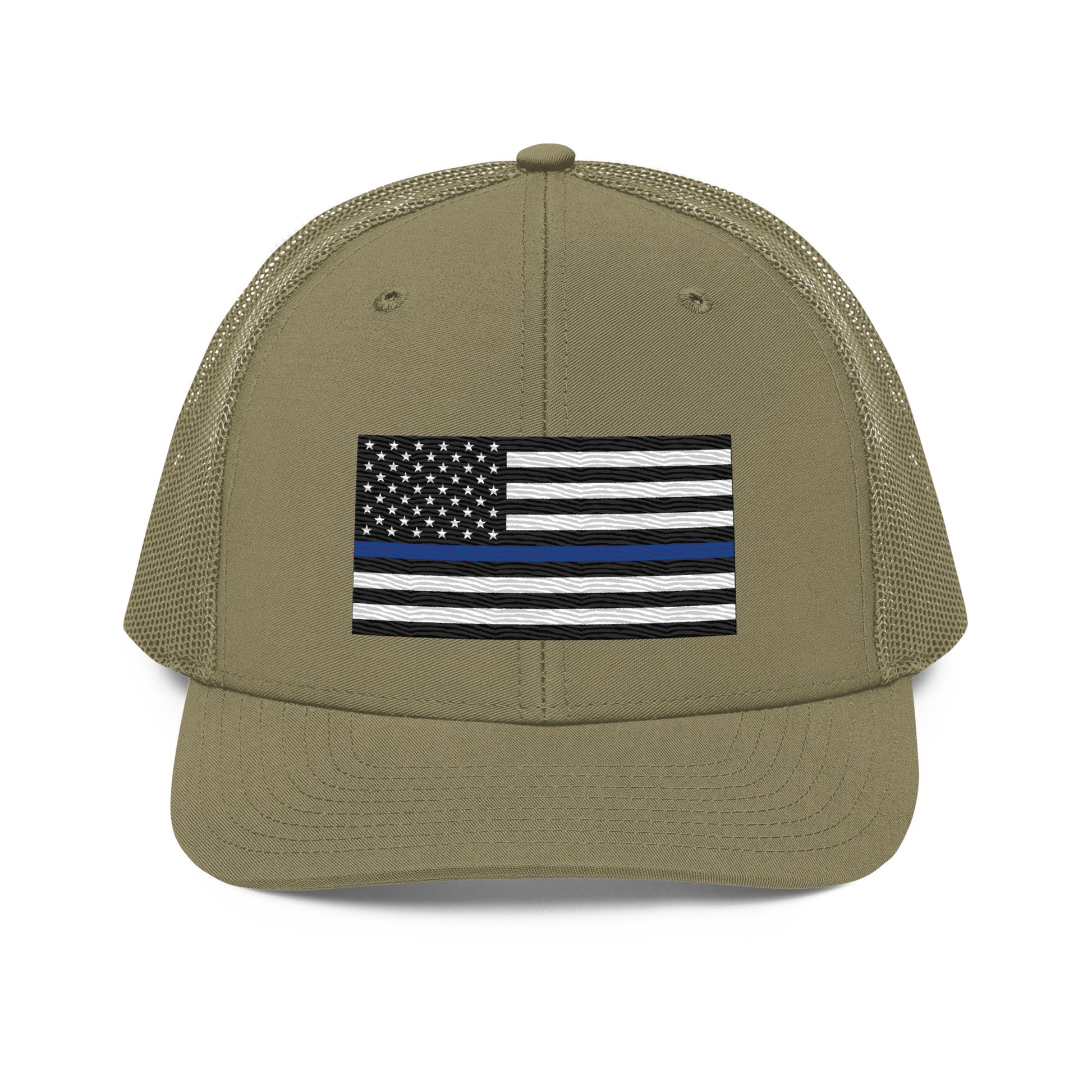 Embroidered Thin Blue Line Flag | Snapback Trucker Cap | Richardson 112 Richardson 112 Gun Beaver Loden  