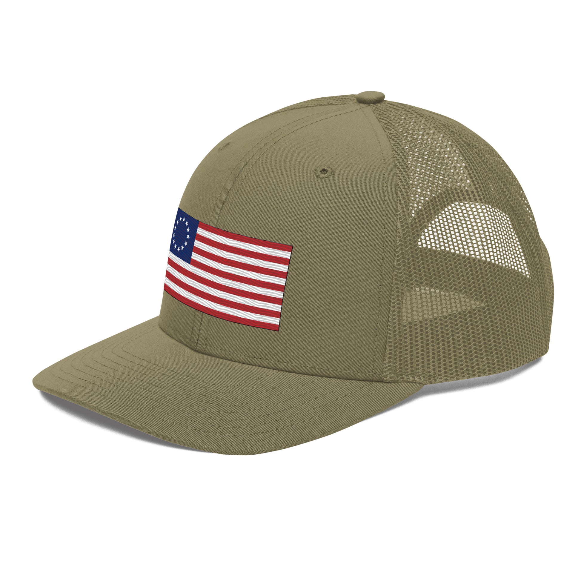 Embroidered Betsy Ross Flag | Snapback Trucker Cap | Richardson 112 Richardson 112 Gun Beaver   