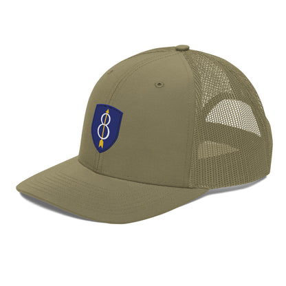 Embroidered 8th Infantry Division Insignia ("Pathfinder") | Snapback Trucker Cap | Richardson 112 Richardson 112 Gun Beaver   