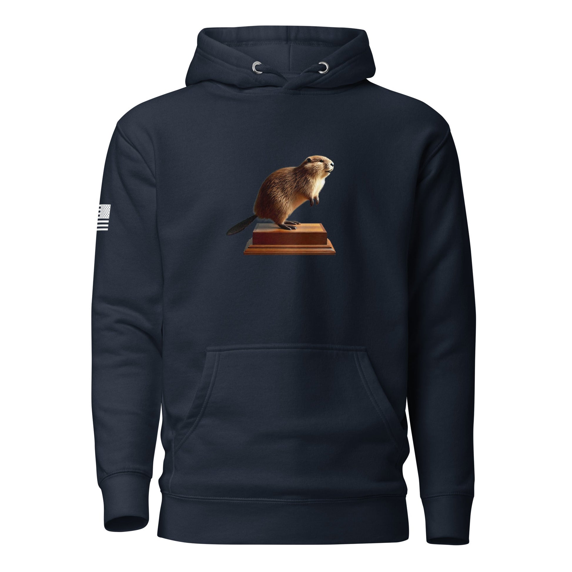 "Thank you. I just had it stuffed." Stuffed Beaver | Premium Cotton Hoodie Cotton Hoodie Gun Beaver Navy Blazer S 