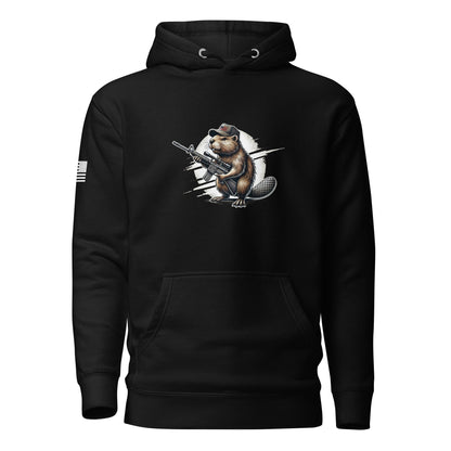 Patriotic Gun Beaver | Premium Cotton Hoodie Cotton Hoodie Gun Beaver Black S 