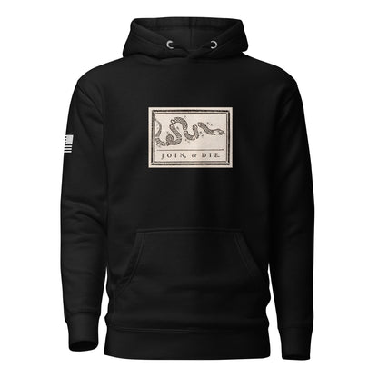 "Join or Die" Flag | Premium Cotton Hoodie Cotton Hoodie Gun Beaver Black S 