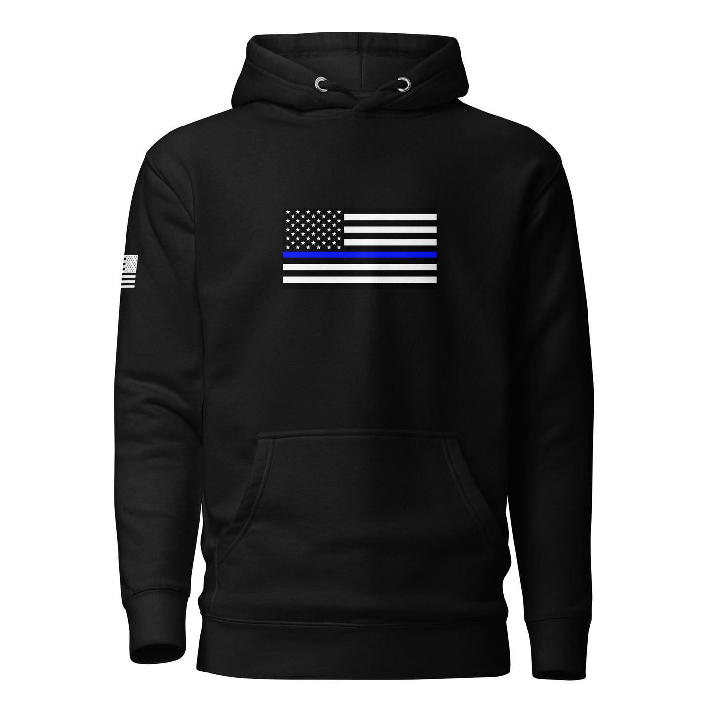 Thin Blue Line Flag | Premium Cotton Hoodie Cotton Hoodie Gun Beaver Black S 