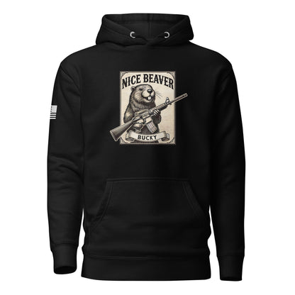 "Nice Beaver!" | Premium Cotton Hoodie Cotton Hoodie Gun Beaver Black S 