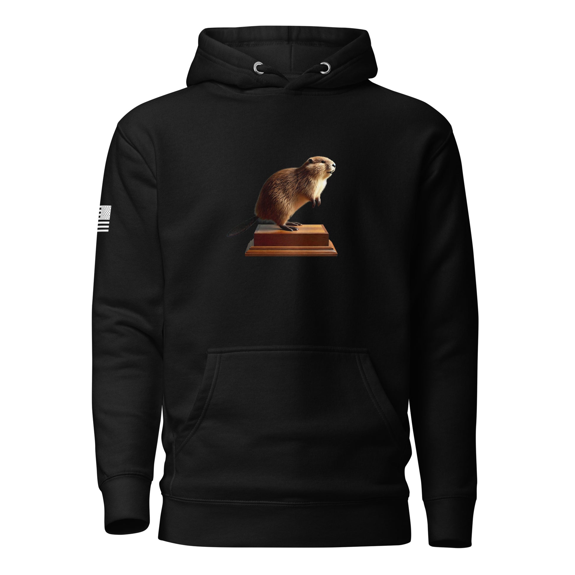 "Thank you. I just had it stuffed." Stuffed Beaver | Premium Cotton Hoodie Cotton Hoodie Gun Beaver Black S 