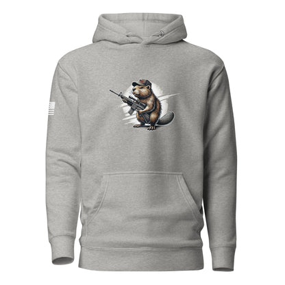 Patriotic Gun Beaver | Premium Cotton Hoodie Cotton Hoodie Gun Beaver Carbon Grey S 