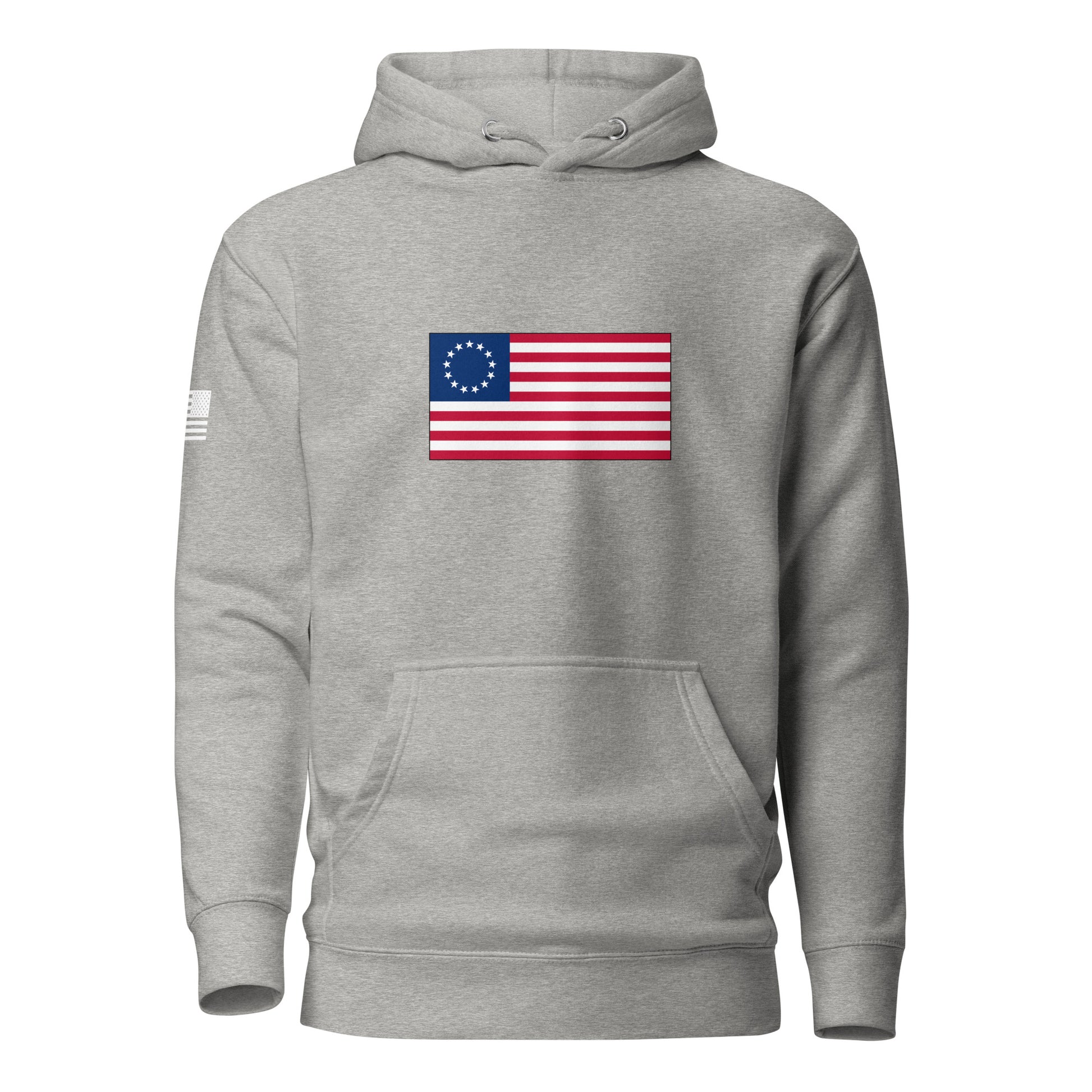 Betsy Ross Flag | Premium Cotton Hoodie Cotton Hoodie Gun Beaver Carbon Grey S 