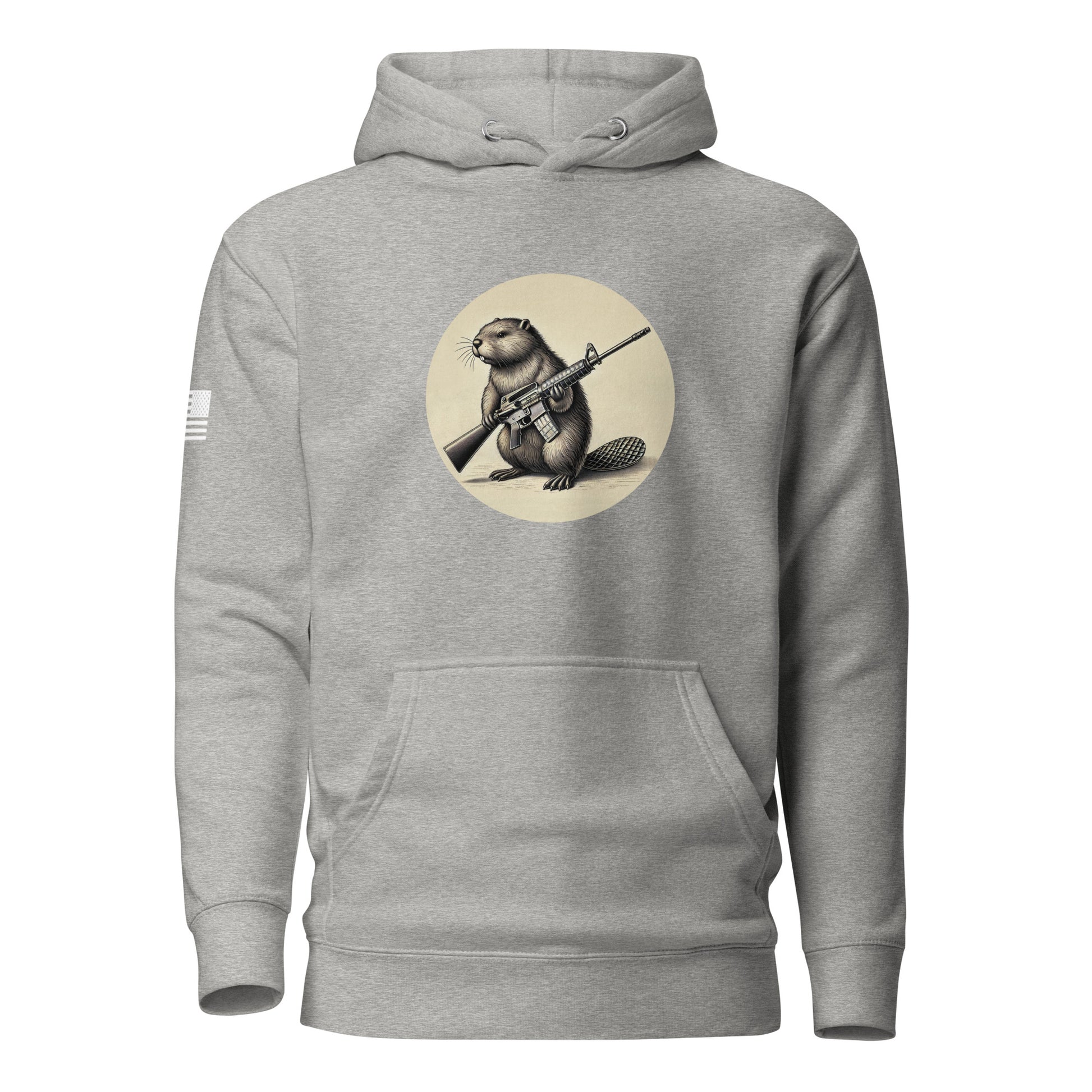 Strapped Beaver | Premium Cotton Hoodie Cotton Hoodie Gun Beaver Carbon Grey S 