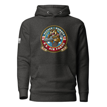 Gun Beaver Bomber Insignia | Premium Cotton Hoodie Cotton Hoodie Gun Beaver Charcoal Heather S 