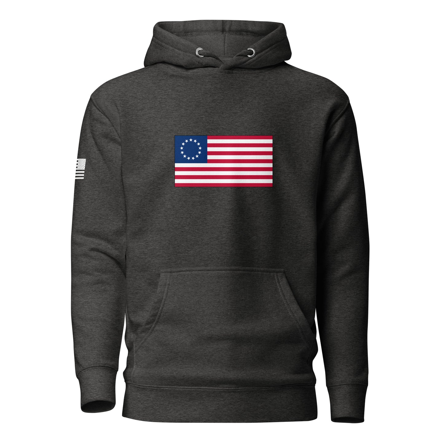 Betsy Ross Flag | Premium Cotton Hoodie Cotton Hoodie Gun Beaver Charcoal Heather S 