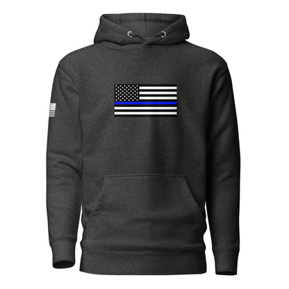 Thin Blue Line Flag | Premium Cotton Hoodie Cotton Hoodie Gun Beaver Charcoal Heather S 