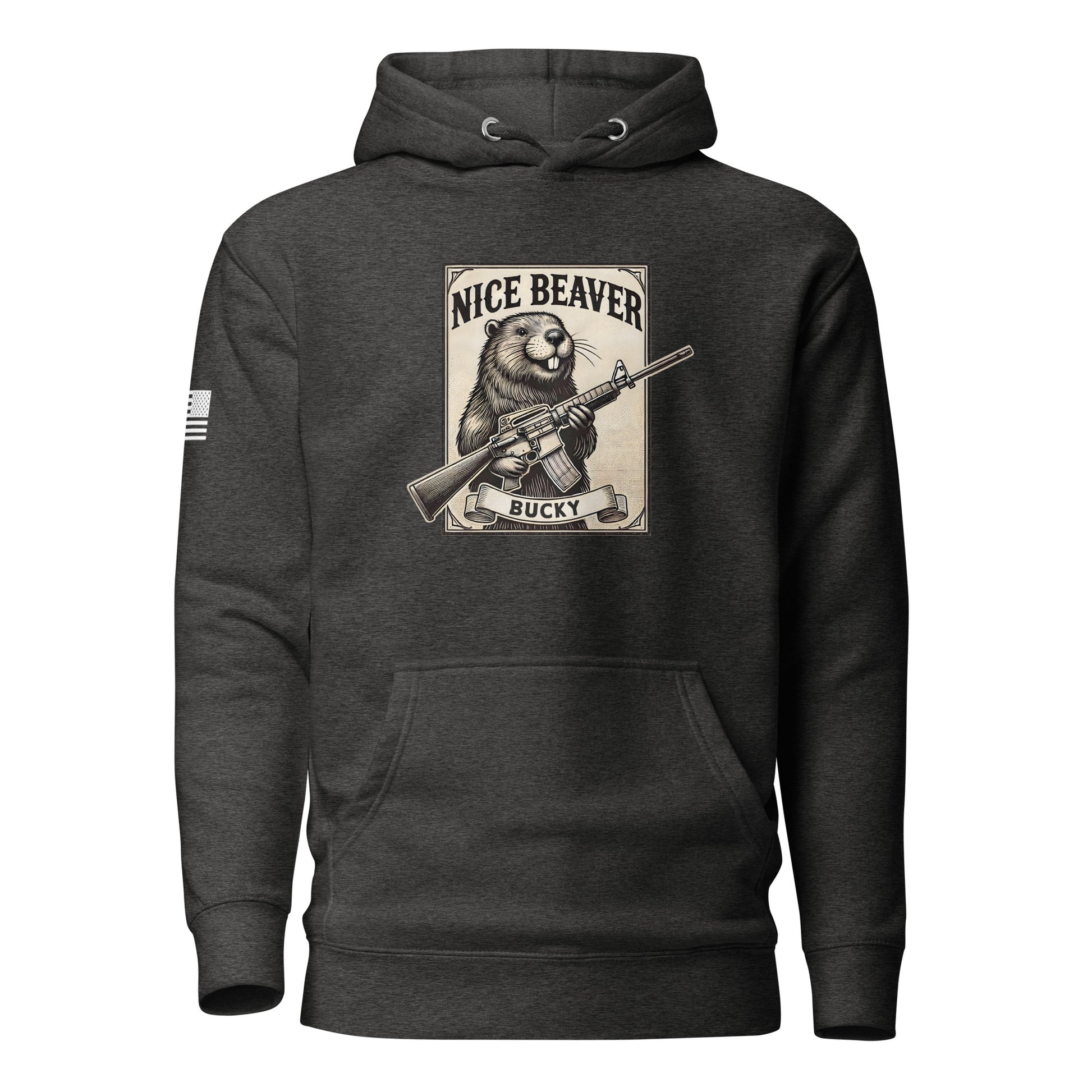 "Nice Beaver!" | Premium Cotton Hoodie Cotton Hoodie Gun Beaver Charcoal Heather S 