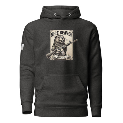 "Nice Beaver!" | Premium Cotton Hoodie Cotton Hoodie Gun Beaver Charcoal Heather S 