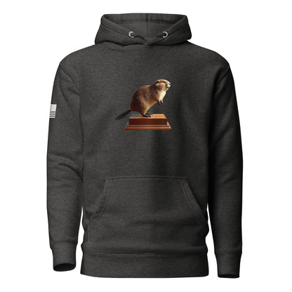 "Thank you. I just had it stuffed." Stuffed Beaver | Premium Cotton Hoodie Cotton Hoodie Gun Beaver Charcoal Heather S 