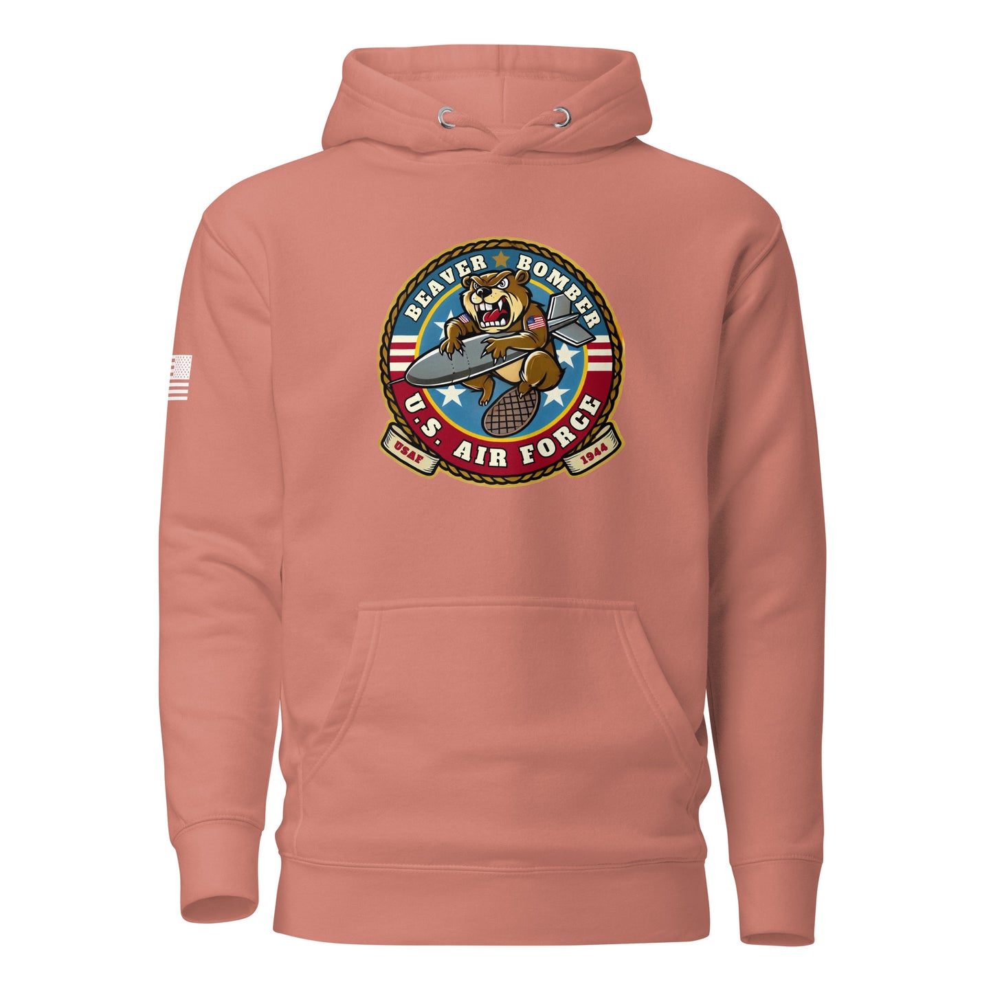 Gun Beaver Bomber Insignia | Premium Cotton Hoodie Cotton Hoodie Gun Beaver Dusty Rose S 