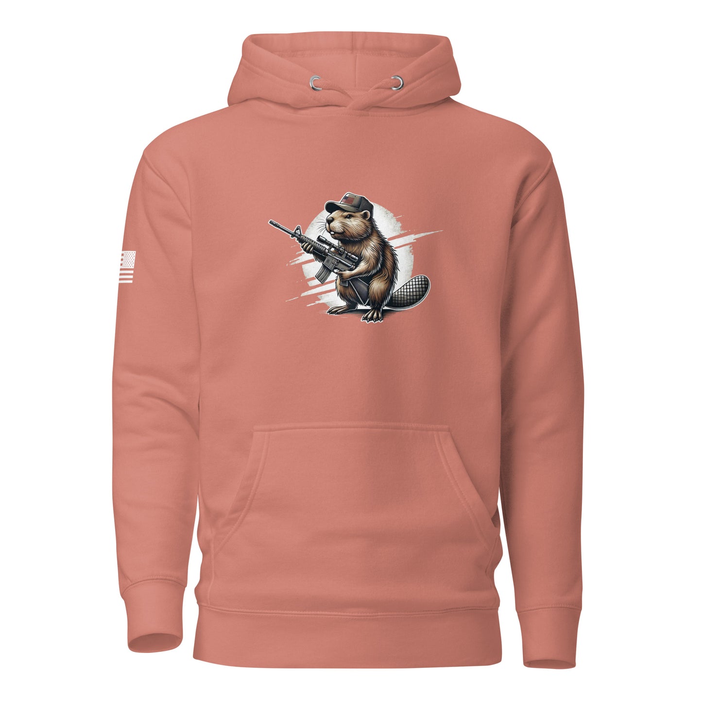 Patriotic Gun Beaver | Premium Cotton Hoodie Cotton Hoodie Gun Beaver Dusty Rose S 