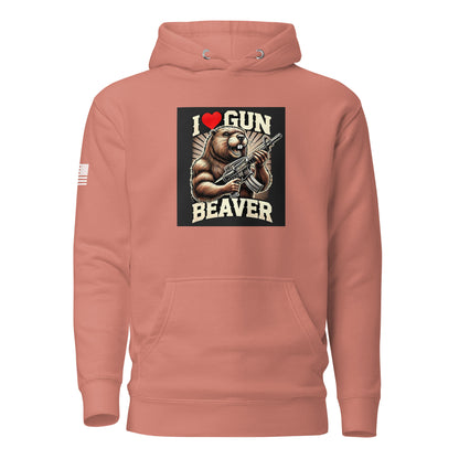 I Love Gun Beaver | Premium Cotton Hoodie Cotton Hoodie Gun Beaver Dusty Rose S 