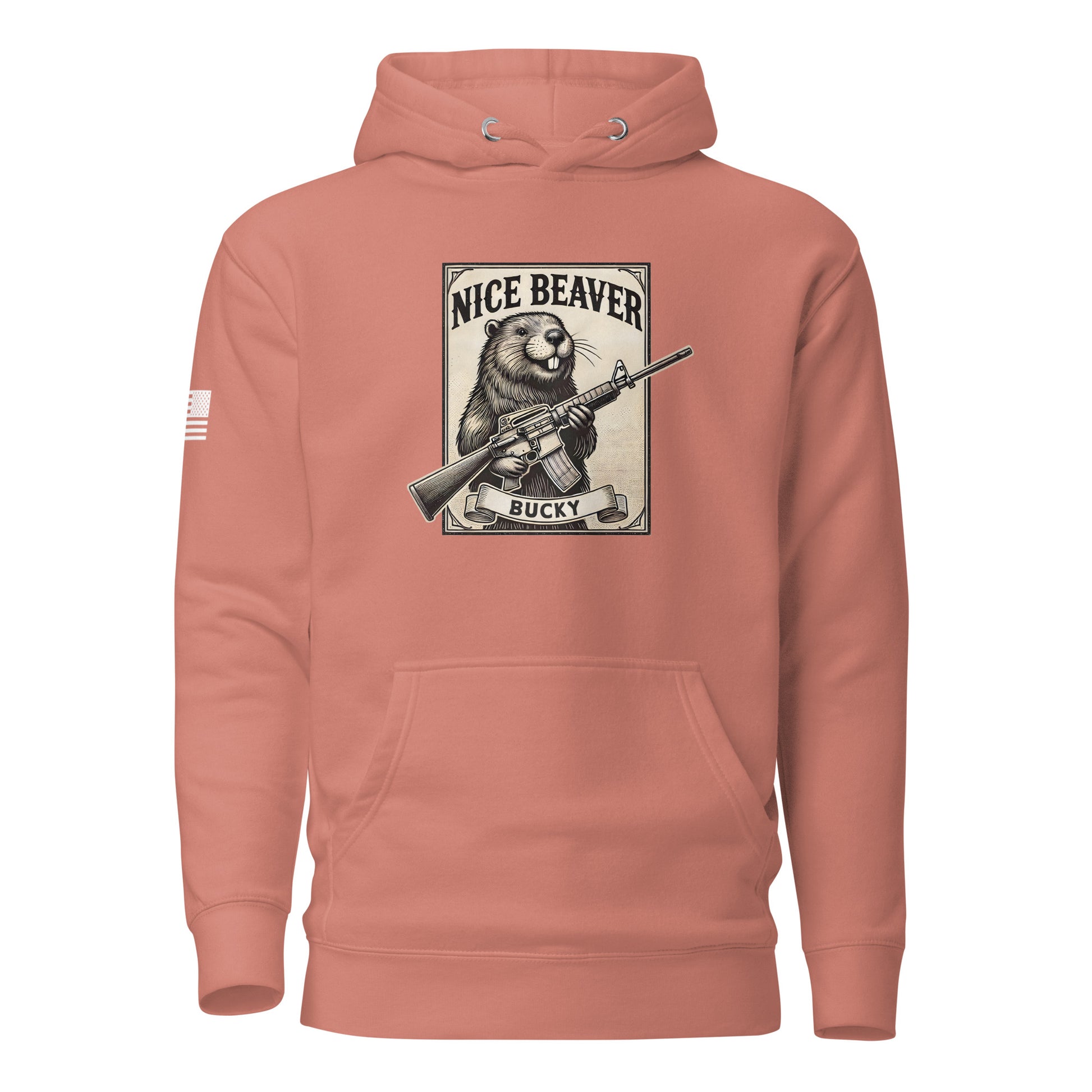 "Nice Beaver!" | Premium Cotton Hoodie Cotton Hoodie Gun Beaver Dusty Rose S 