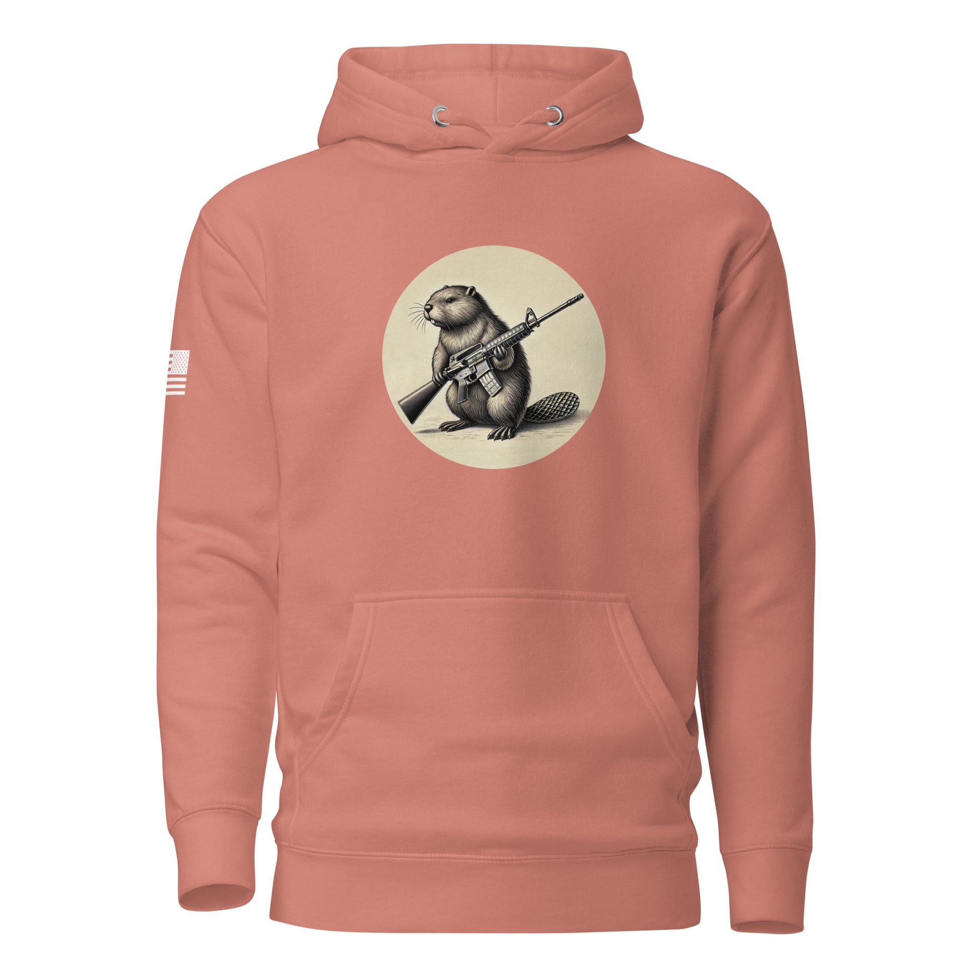 Strapped Beaver | Premium Cotton Hoodie Cotton Hoodie Gun Beaver Dusty Rose S 