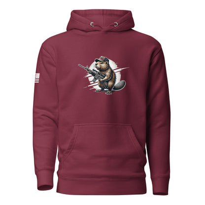 Patriotic Gun Beaver | Premium Cotton Hoodie Cotton Hoodie Gun Beaver Maroon S 