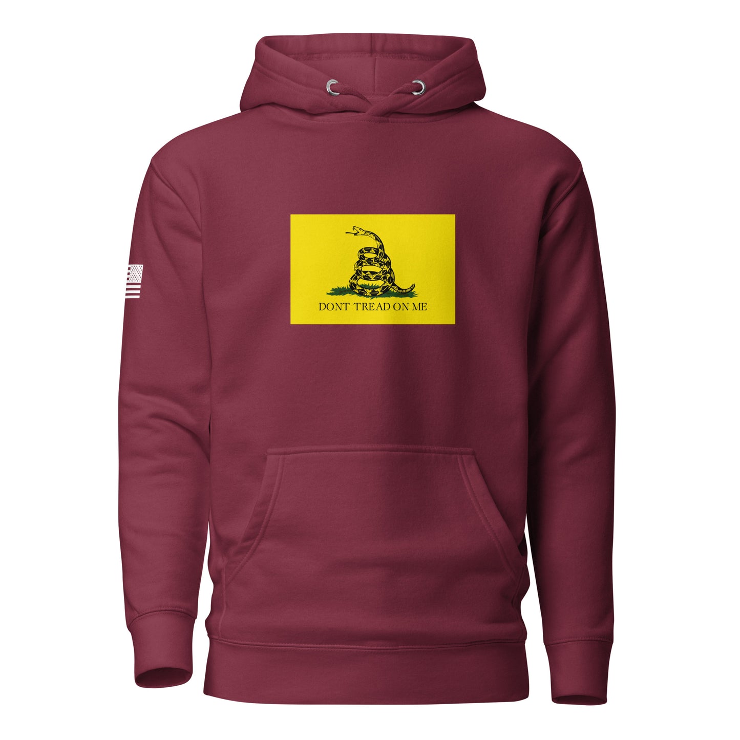 "Don't Tread On Me" Gadsden Flag | Premium Cotton Hoodie Cotton Hoodie Gun Beaver Maroon S 