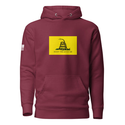 "Don't Tread On Me" Gadsden Flag | Premium Cotton Hoodie Cotton Hoodie Gun Beaver Maroon S 