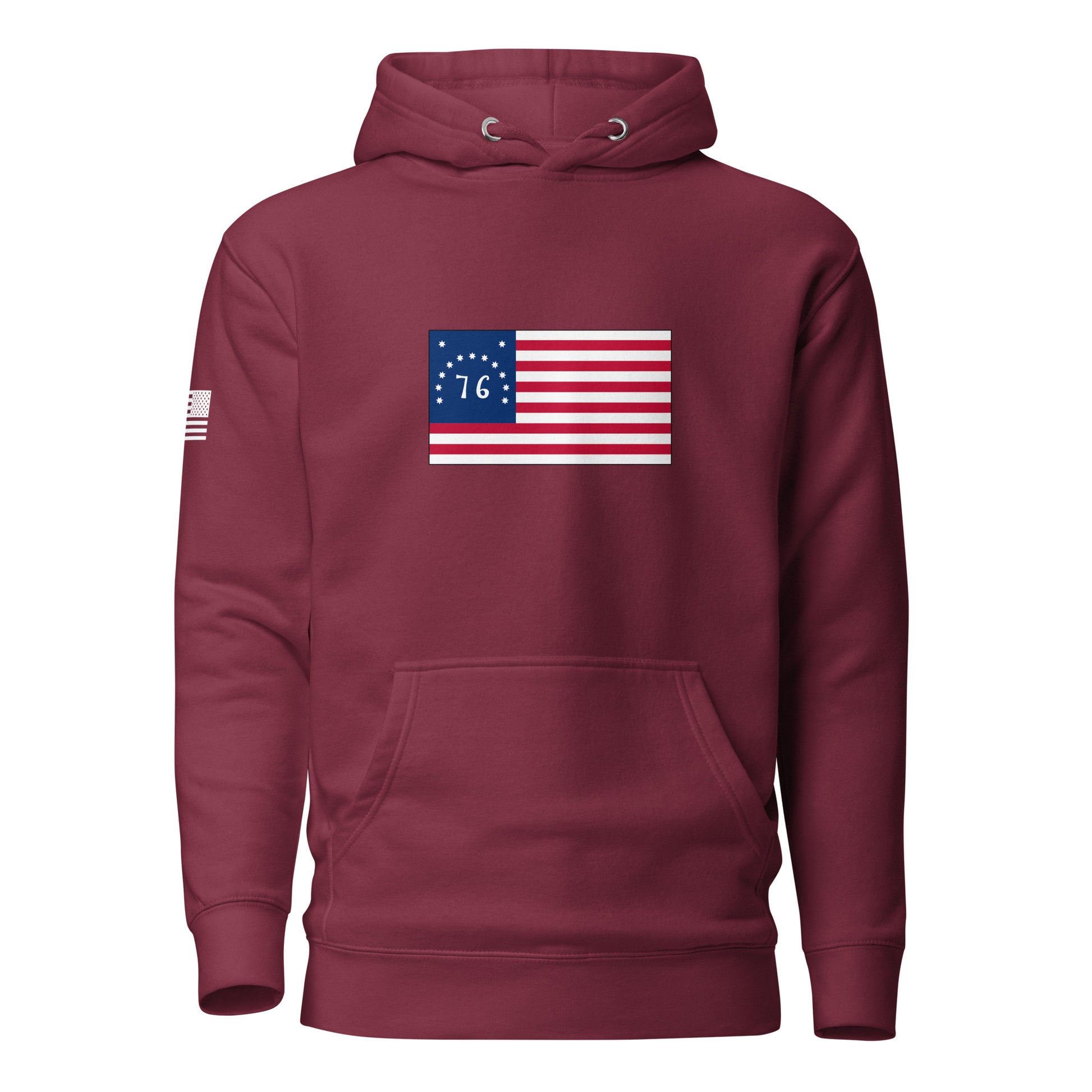 Bennington Flag | Premium Cotton Hoodie Cotton Hoodie Gun Beaver Maroon S 