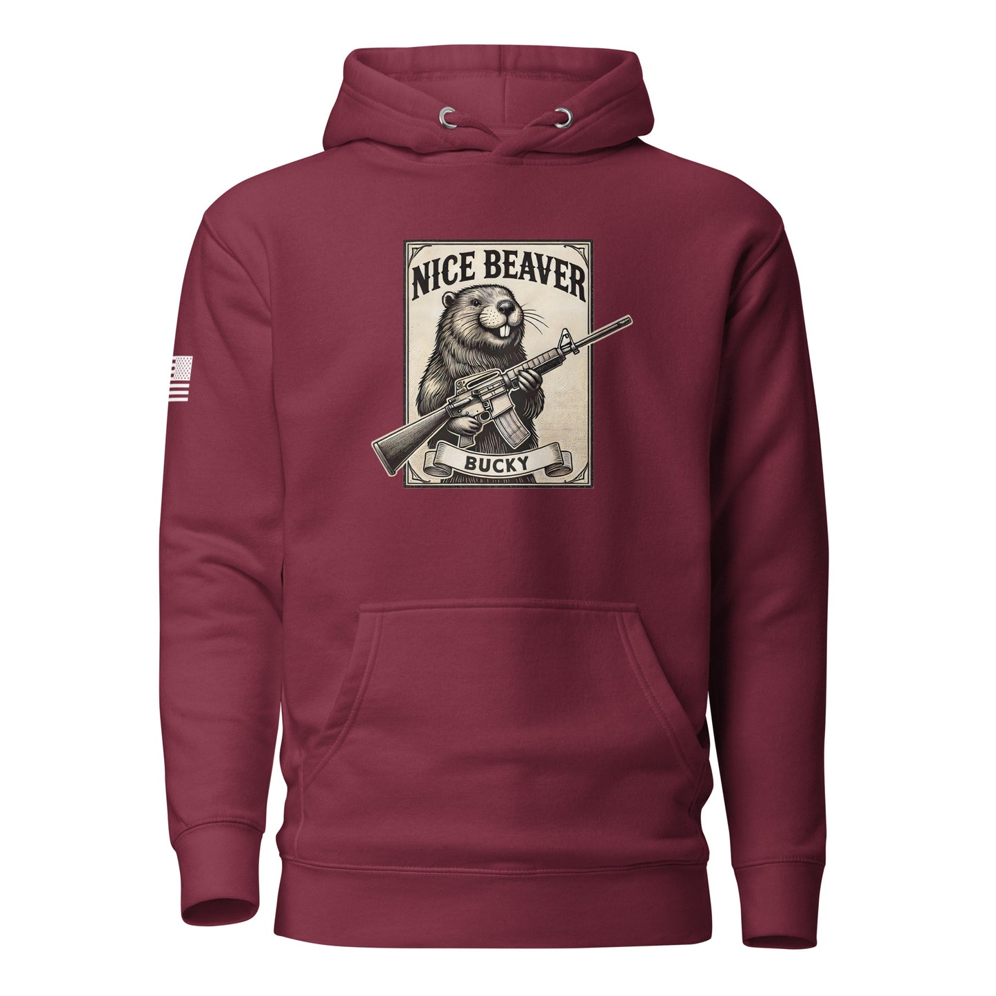 "Nice Beaver!" | Premium Cotton Hoodie Cotton Hoodie Gun Beaver Maroon S 