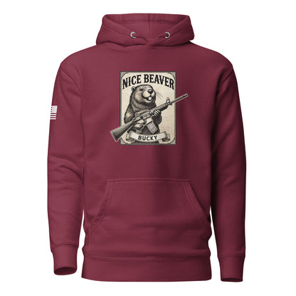 "Nice Beaver!" | Premium Cotton Hoodie Cotton Hoodie Gun Beaver Maroon S 