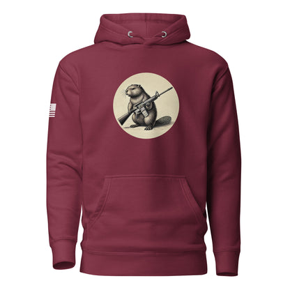 Strapped Beaver | Premium Cotton Hoodie Cotton Hoodie Gun Beaver Maroon S 