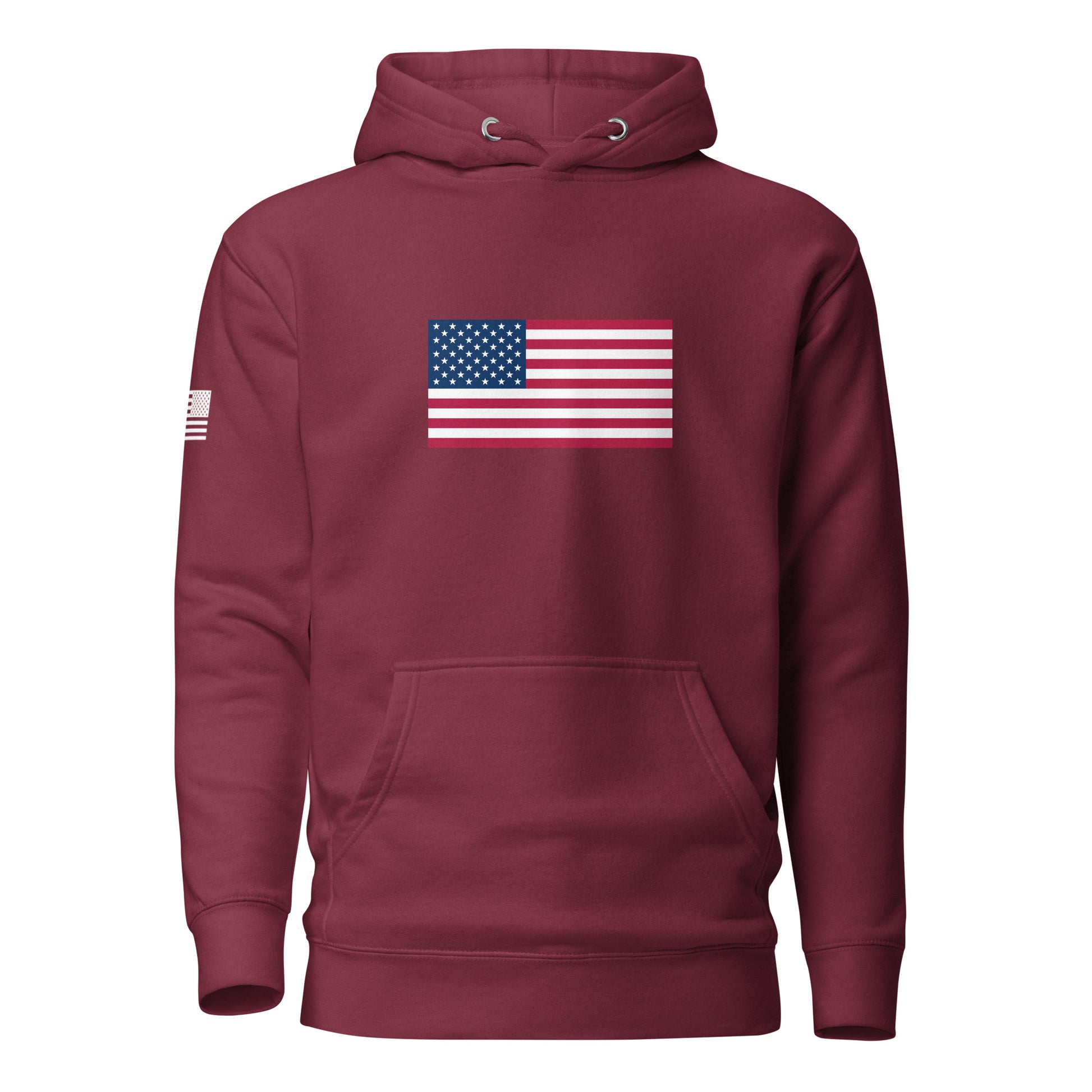 U.S. Flag | Premium Cotton Hoodie Cotton Hoodie Gun Beaver Maroon S