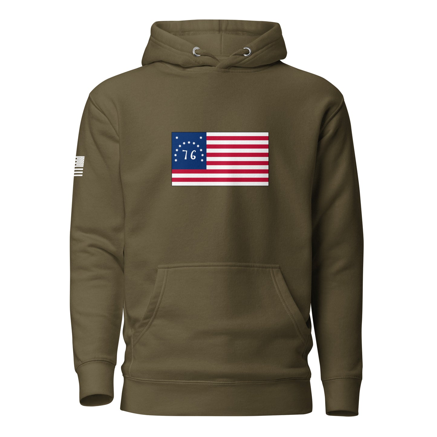 Bennington Flag | Premium Cotton Hoodie Cotton Hoodie Gun Beaver Military Green S 