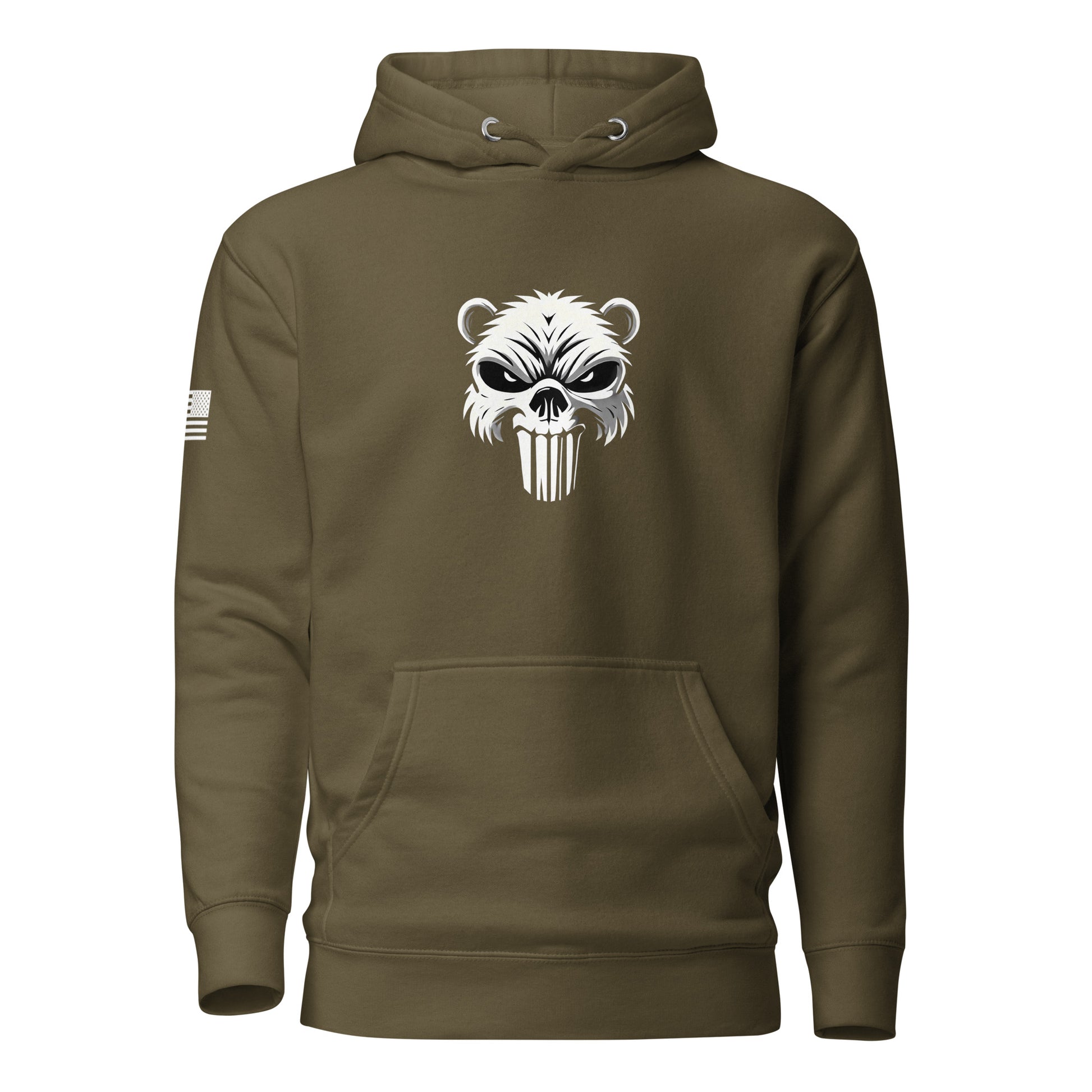 Beaver Punisher | Premium Cotton Hoodie Cotton Hoodie Gun Beaver Military Green S 