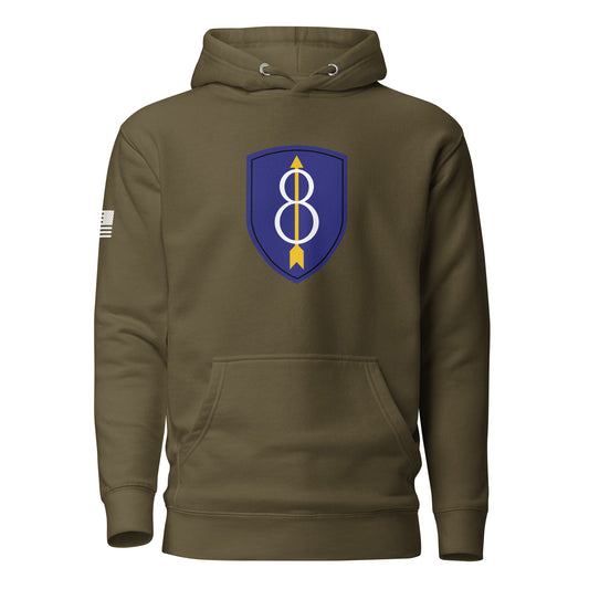 8th Infantry Division Insignia ("Pathfinder") | Premium Cotton Hoodie Cotton Hoodie Gun Beaver Military Green S 