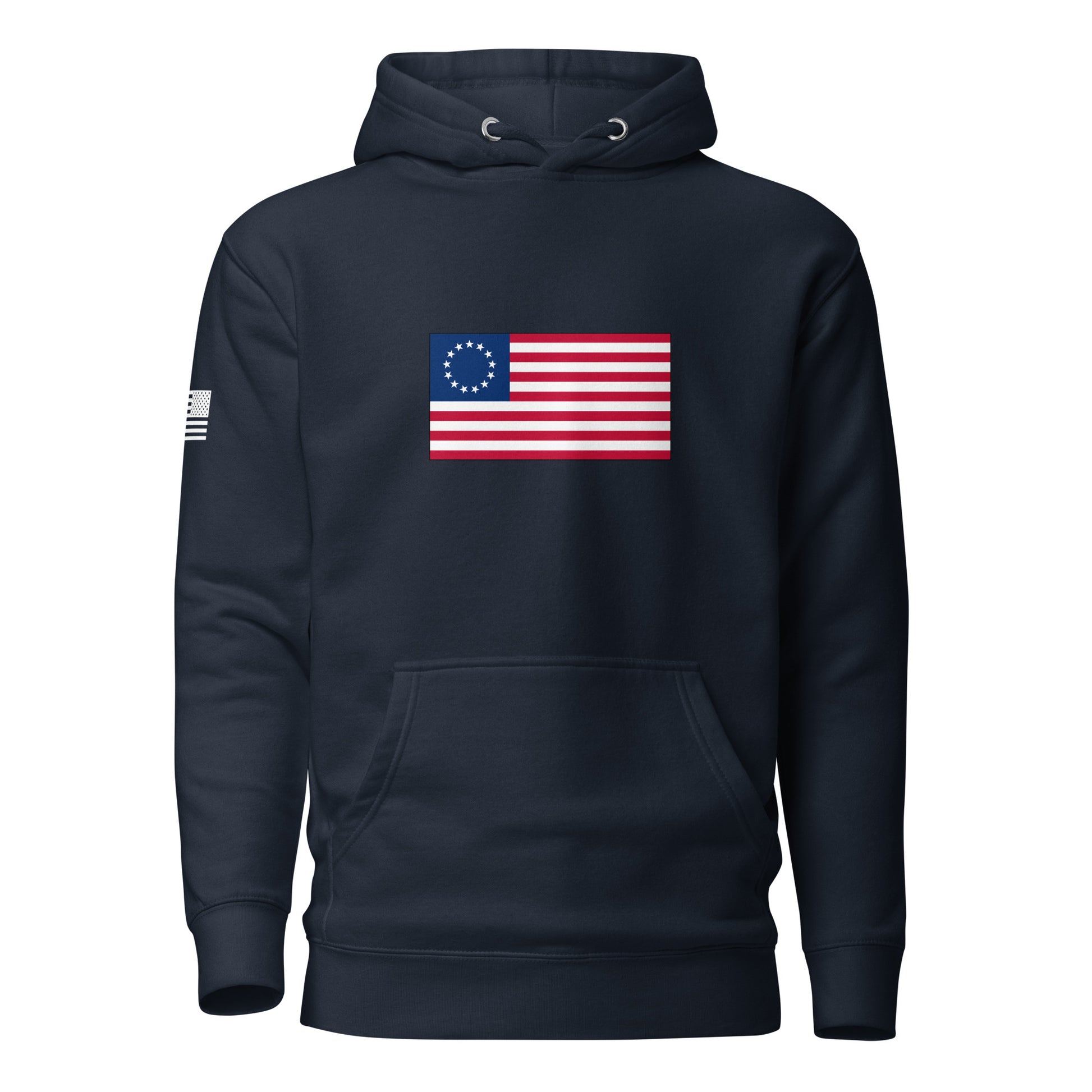 Betsy Ross Flag | Premium Cotton Hoodie Cotton Hoodie Gun Beaver Navy Blazer S 