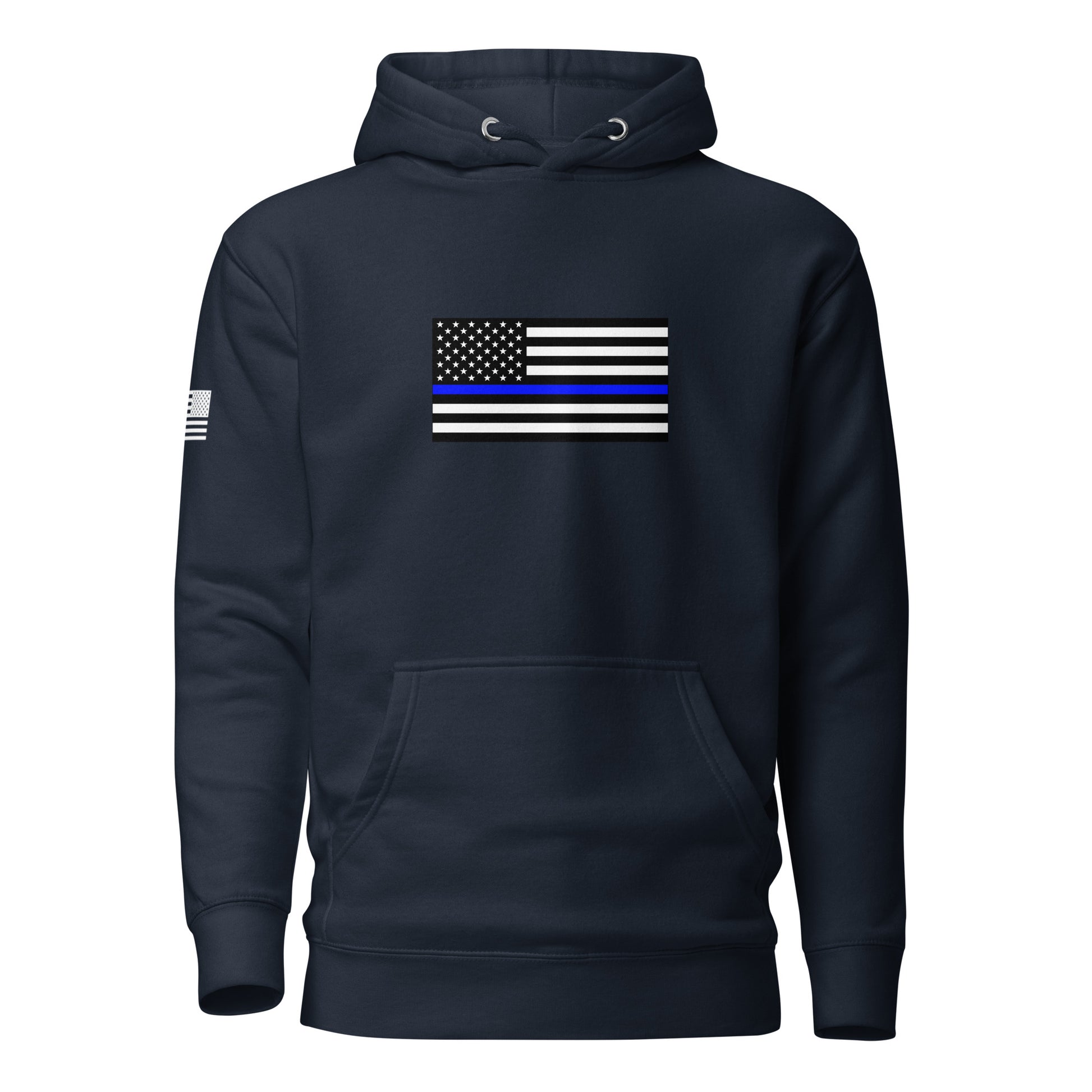 Thin Blue Line Flag | Premium Cotton Hoodie Cotton Hoodie Gun Beaver Navy Blazer S 