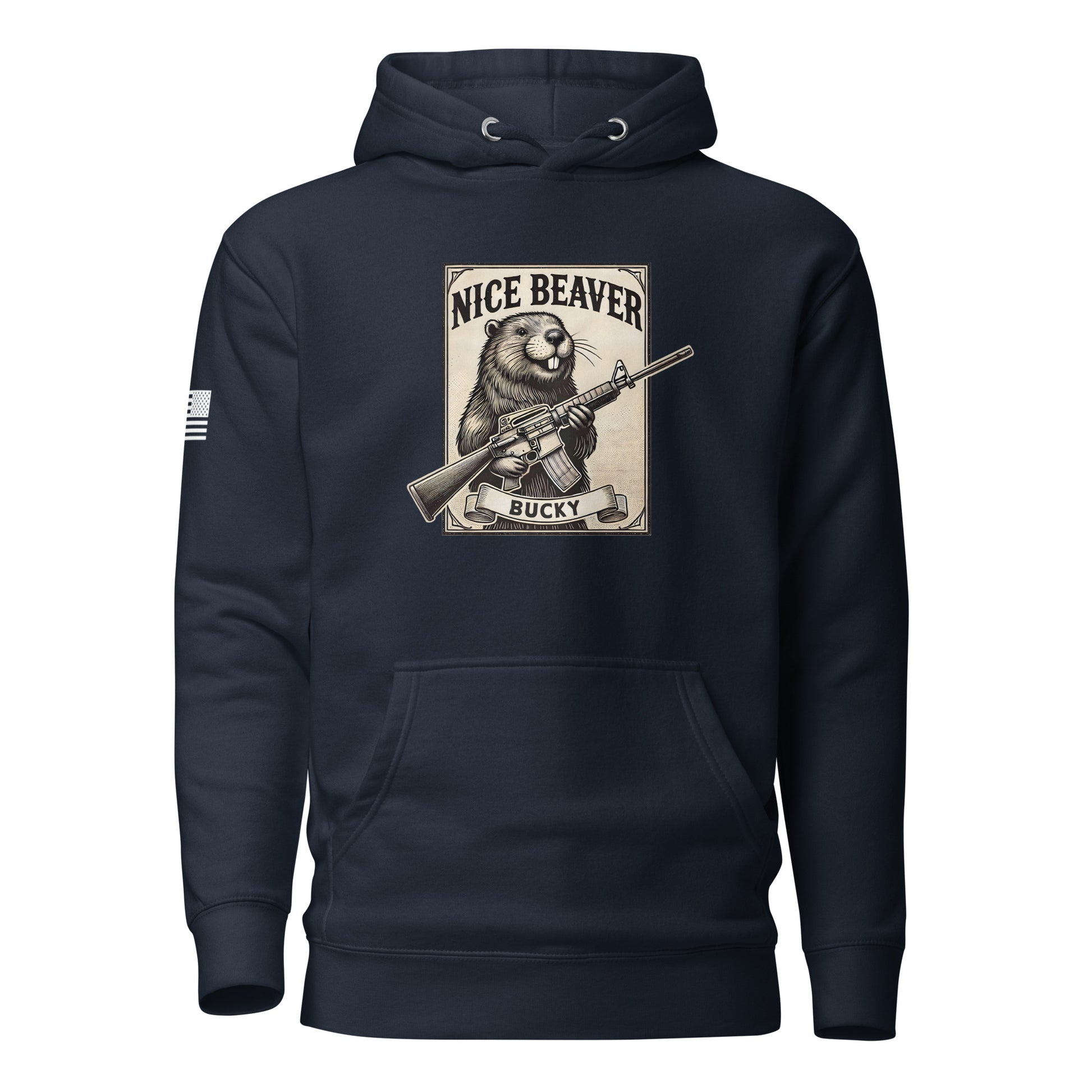 "Nice Beaver!" | Premium Cotton Hoodie Cotton Hoodie Gun Beaver Navy Blazer S 