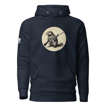 Strapped Beaver | Premium Cotton Hoodie Cotton Hoodie Gun Beaver Navy Blazer S 