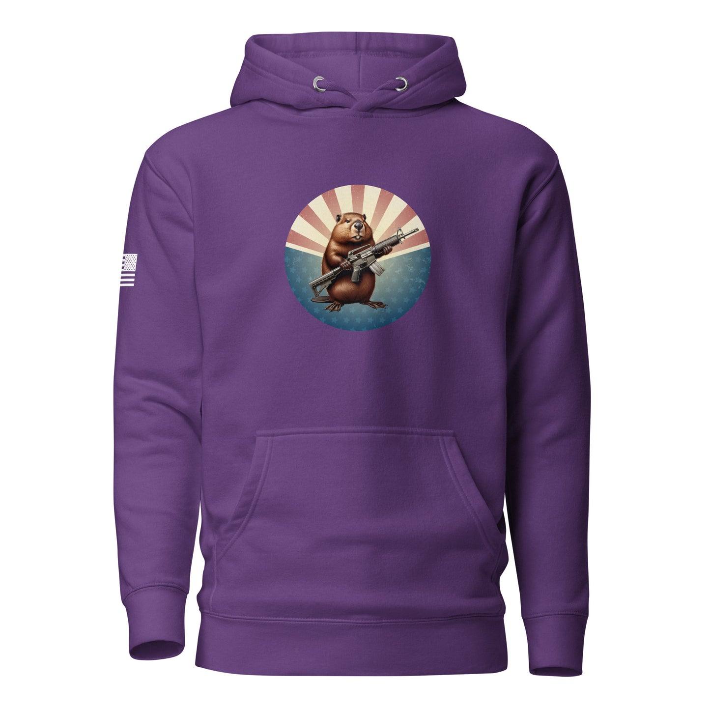 Gun Beaver Stars & Stripes | Premium Cotton Hoodie Cotton Hoodie Gun Beaver Purple S 