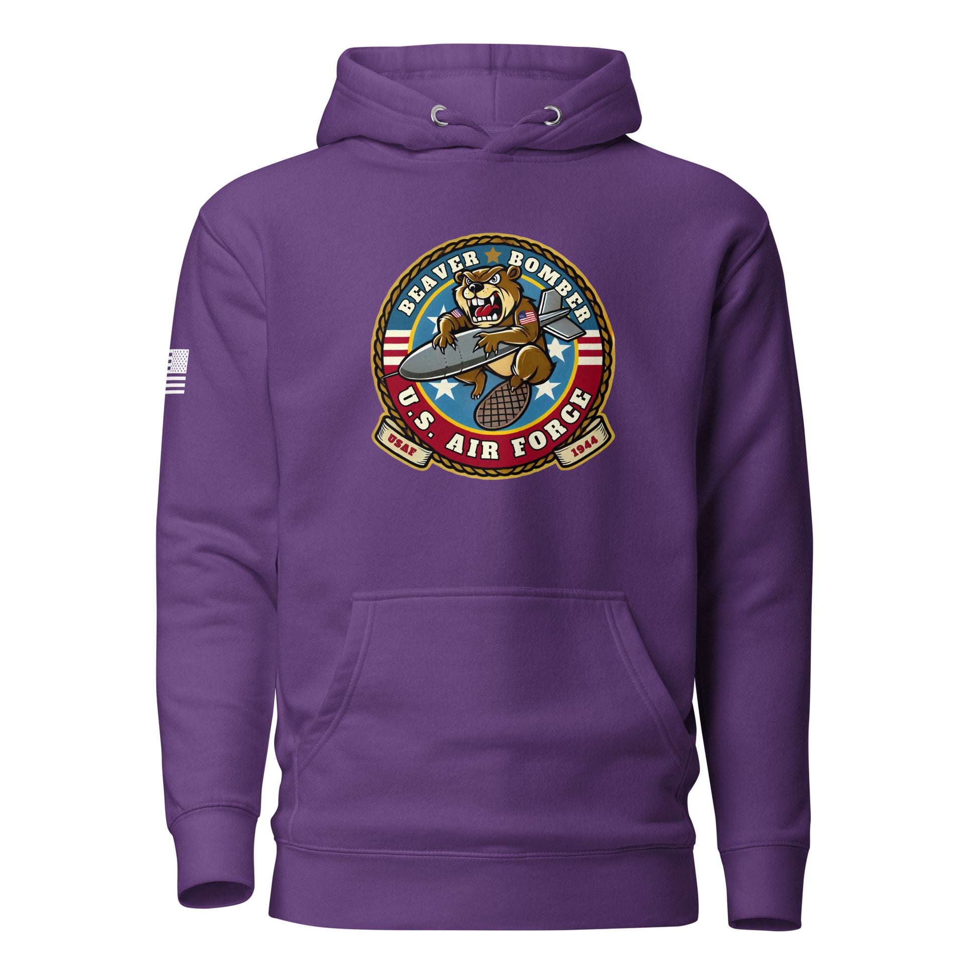 Gun Beaver Bomber Insignia | Premium Cotton Hoodie Cotton Hoodie Gun Beaver Purple S 