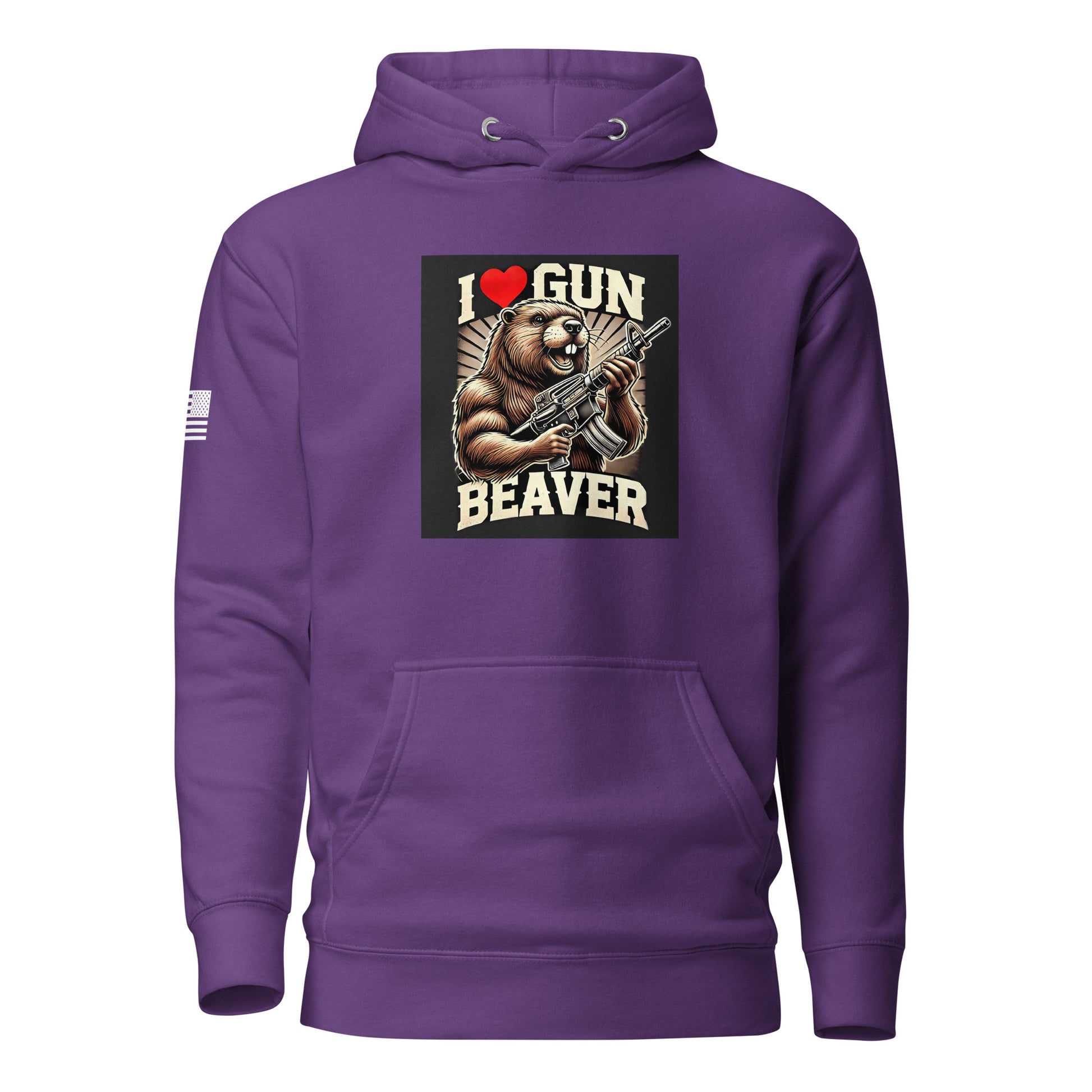 I Love Gun Beaver | Premium Cotton Hoodie Cotton Hoodie Gun Beaver Purple S 