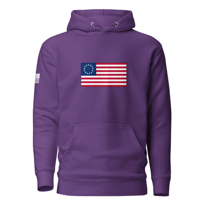 Betsy Ross Flag | Premium Cotton Hoodie Cotton Hoodie Gun Beaver Purple S 